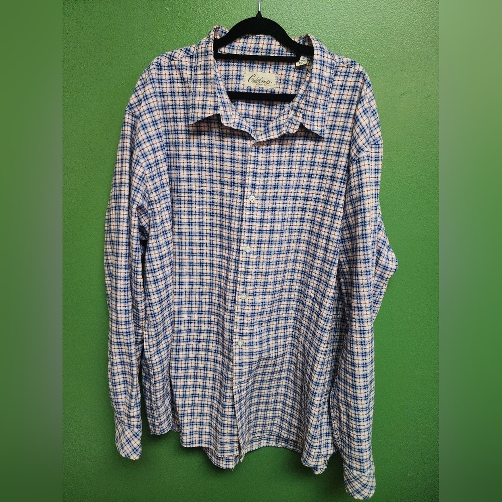 California Shirt Co. Plaid Button-Up Shirt | Blue Red White | Casual Classic